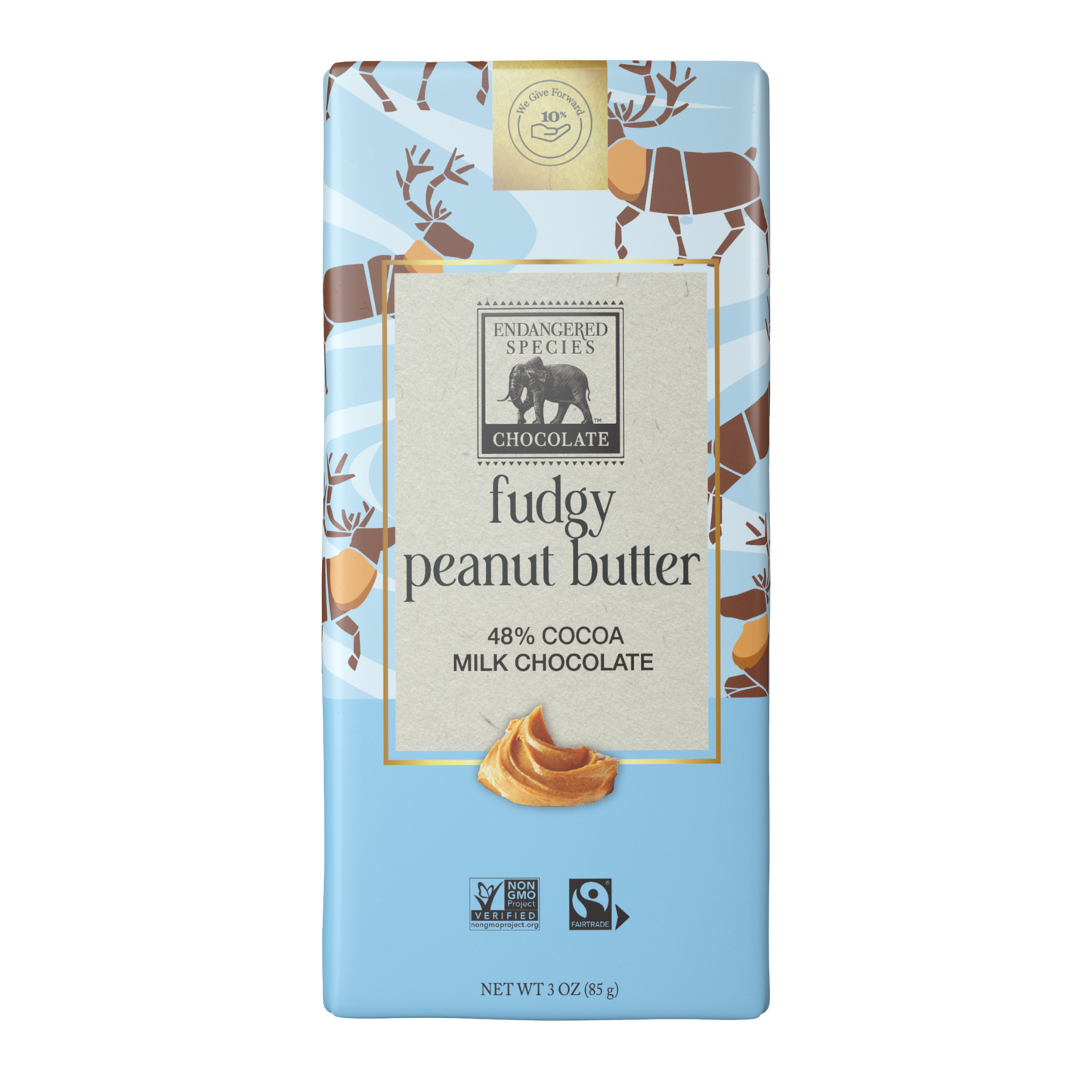 Endangered Species Fudgy Peanut Butter 48% Cocoa (85g) - Lifestyle Markets