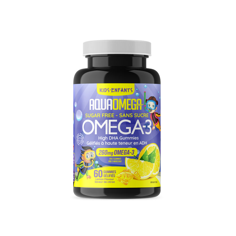 AquaOmega Kids High DHA Omega-3 Lemon (60 Gummies) - Lifestyle Markets