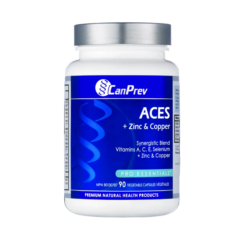 CanPrev ACES + Zinc & Copper supplement bottle on a white background