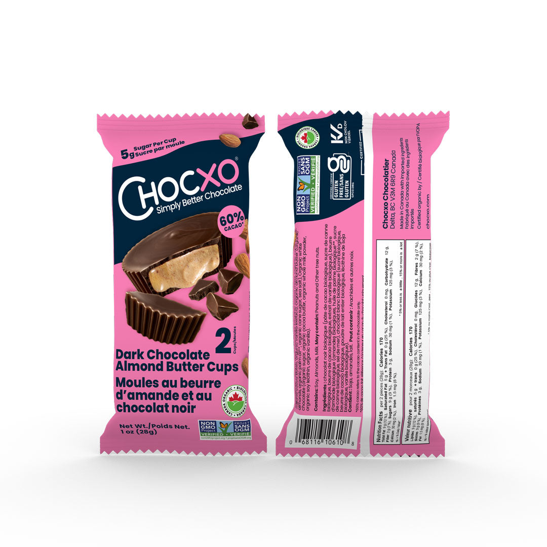 ChocXo Dark Chocolate Almond Butter Cups (2 cups) – Lifestyle Markets