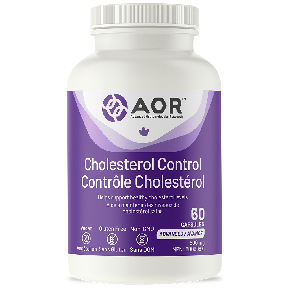 AOR Cholesterol Control supplement bottle on a white background