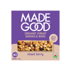 Box of Made Good organic chewy granola bars with a purple label