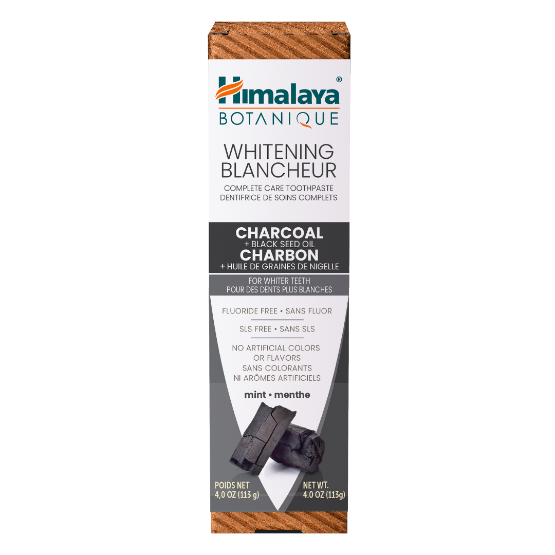 Himalaya Botanique Charcoal Whitening Toothpaste packaging on a white background