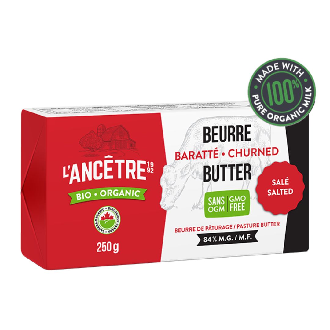 L'Ancetre Organic 84% M.F. Salted Butter (250g)