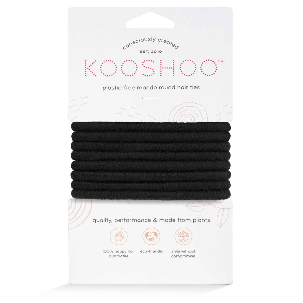 Kooshoo Plastic-Free Round Mondo Hair Ties Black