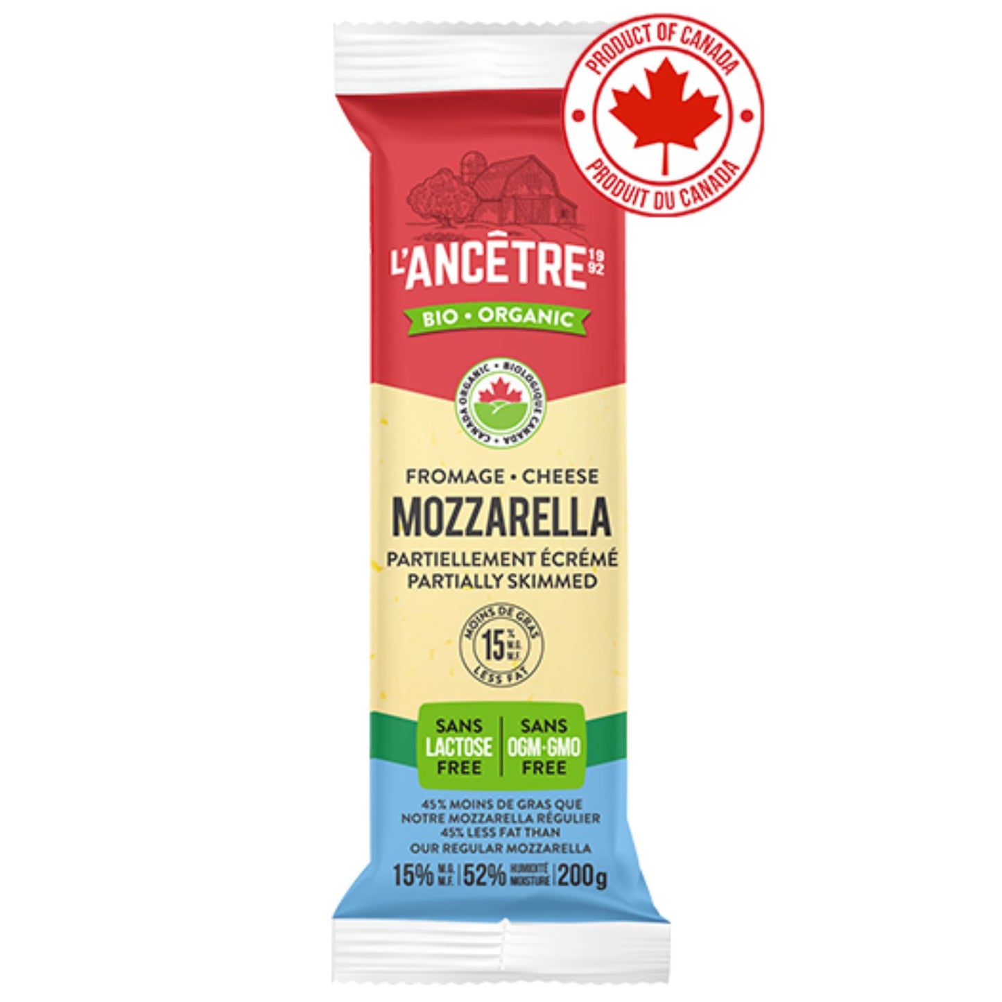 L'Ancetre Organic Mozzarella Partially Skimmed (15% M.F.)