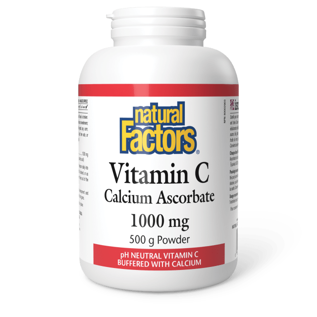 Bottle of Natural Factors Vitamin C Calcium Ascorbate 1000 mg on a white background