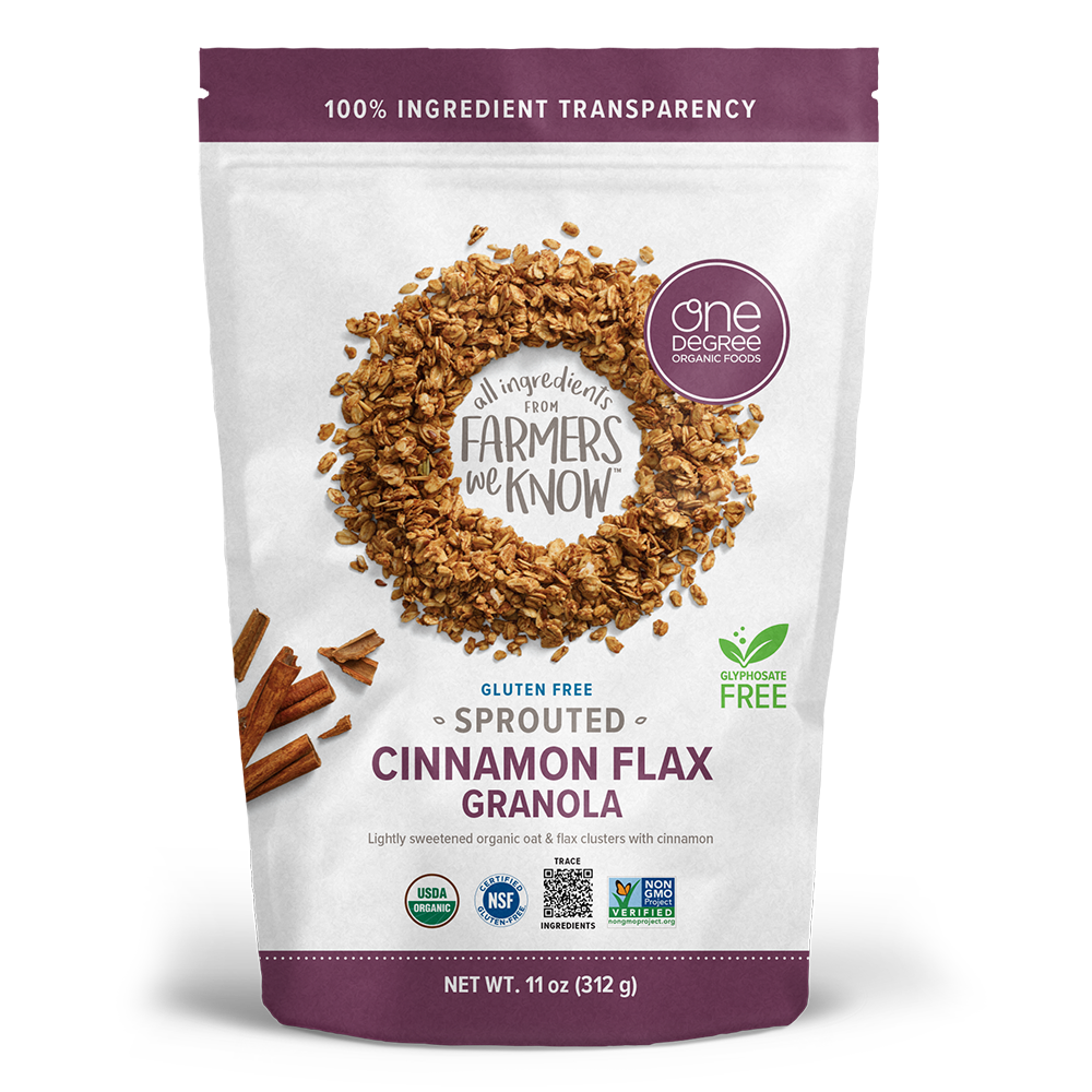 One Degree Organic Sprouted Oat Granola - Cinnamon Flax (312g)