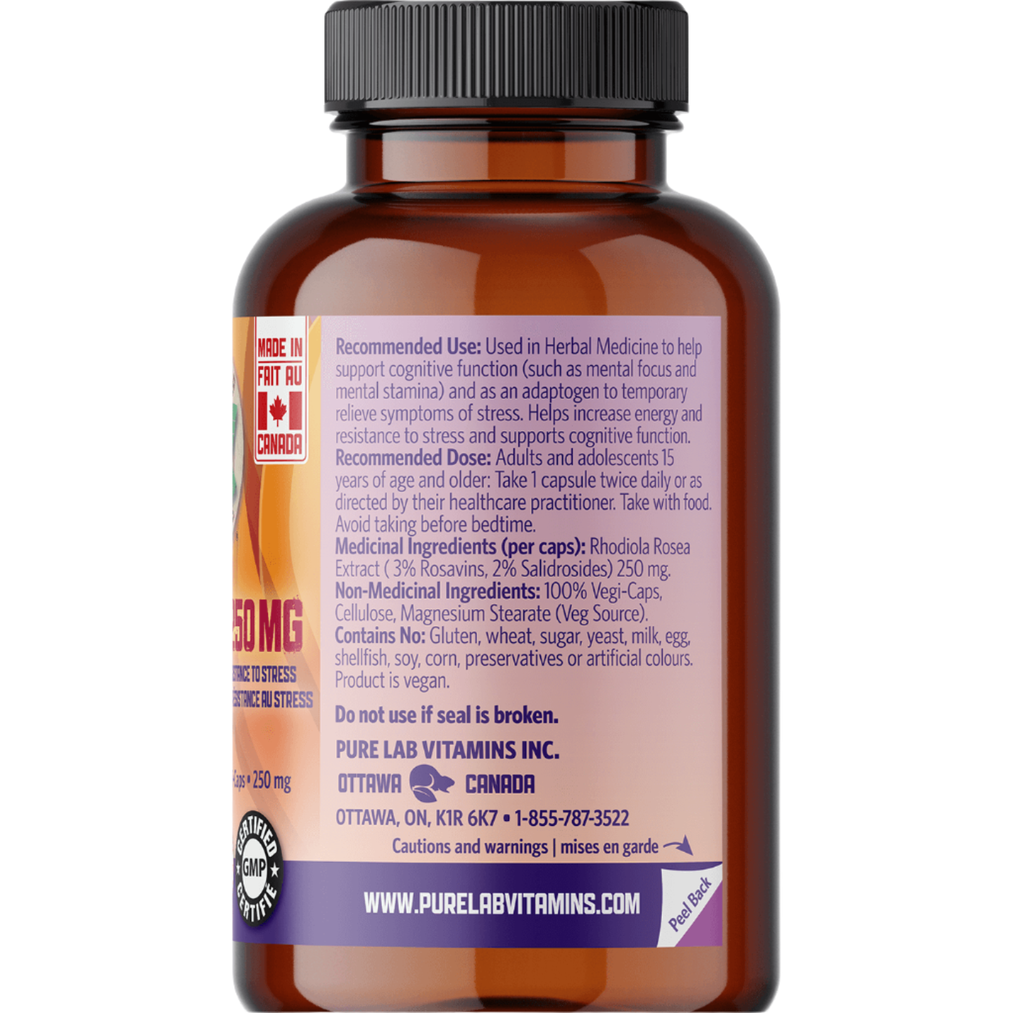 Pure Lab Rhodiola 250mg (60 VCaps)