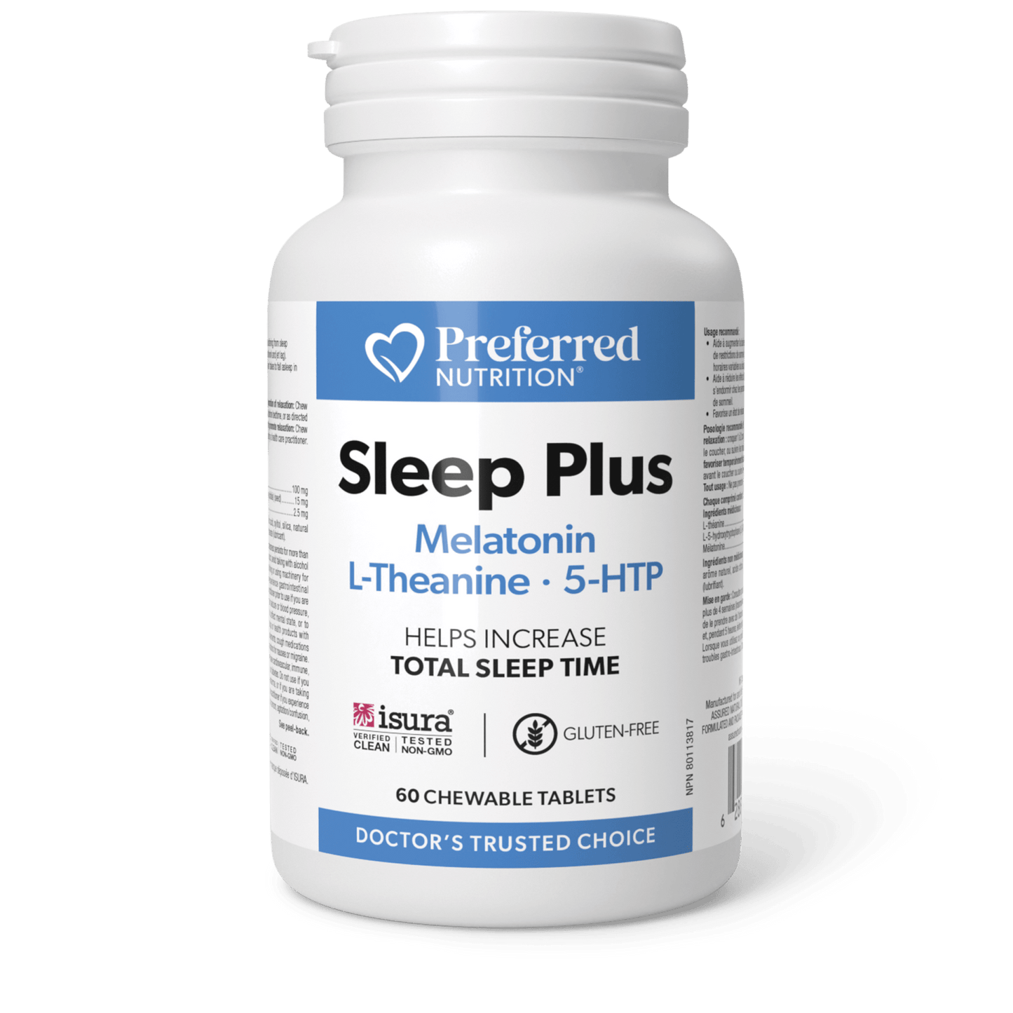 Bottle of Preferred Nutrition Sleep Plus supplement on a white background