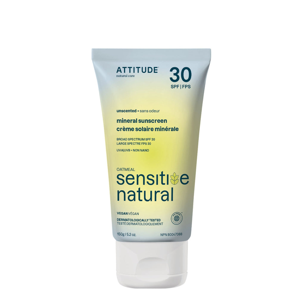 Attitude sunscreen tube with SPF 30 on a white background
