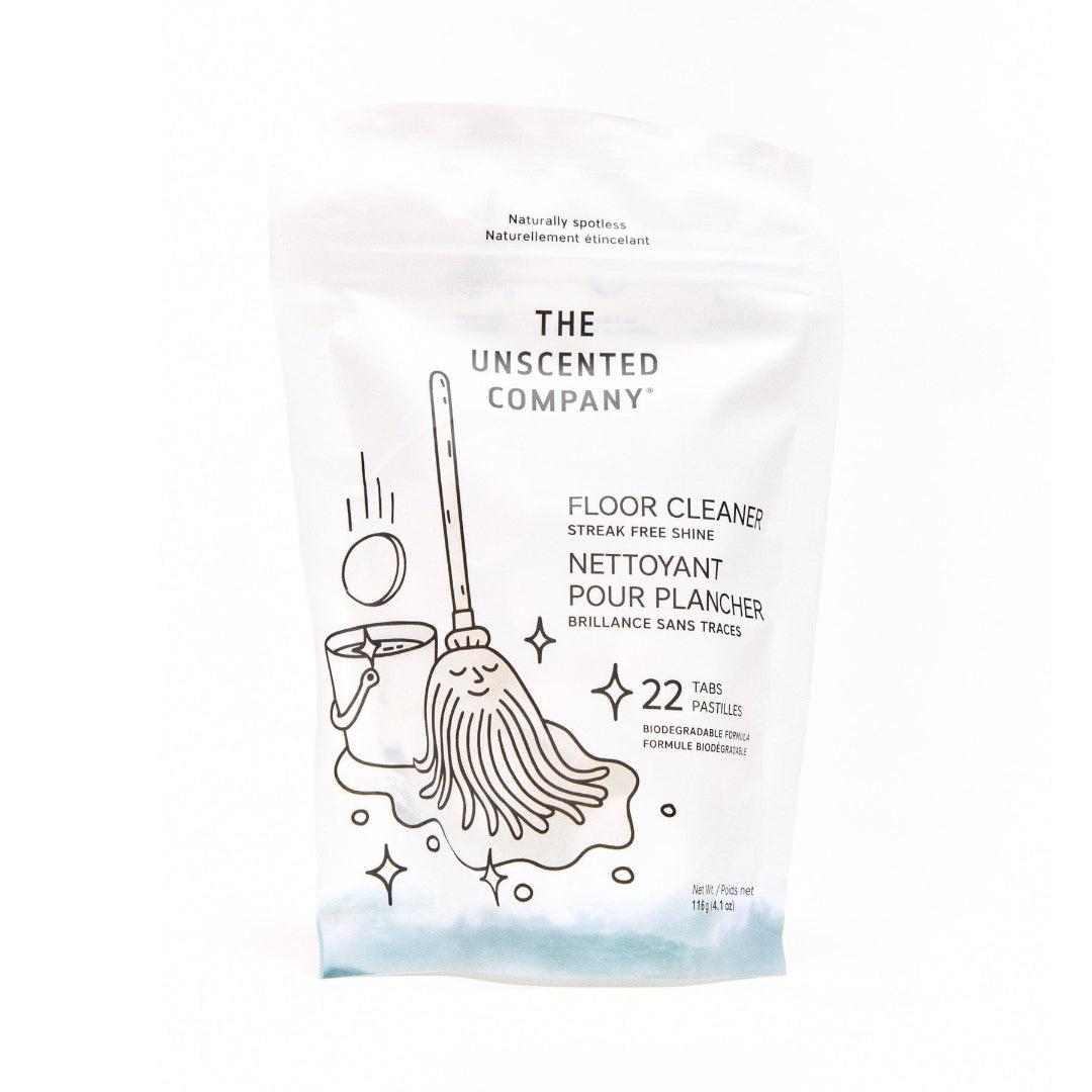 Package of The Unscented Company floor cleaner tabs on a white background