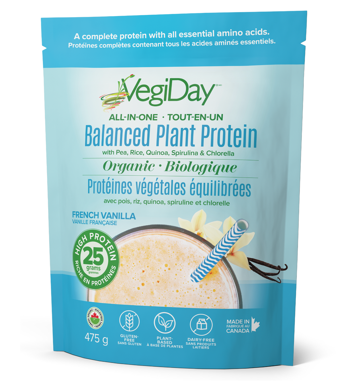 VegiDay All-in-one Plant Protein, French Vanilla (475g)