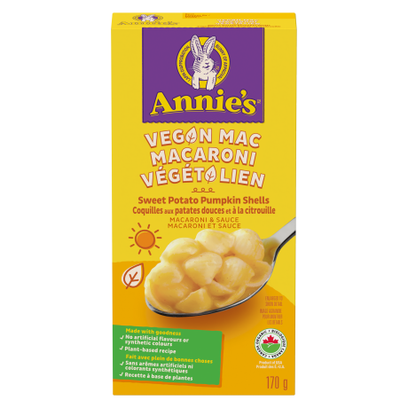 Annie's Homegrown Vegan Sweet Potato Pumpkin Shells Macaroni (170g) - Lifestyle Markets