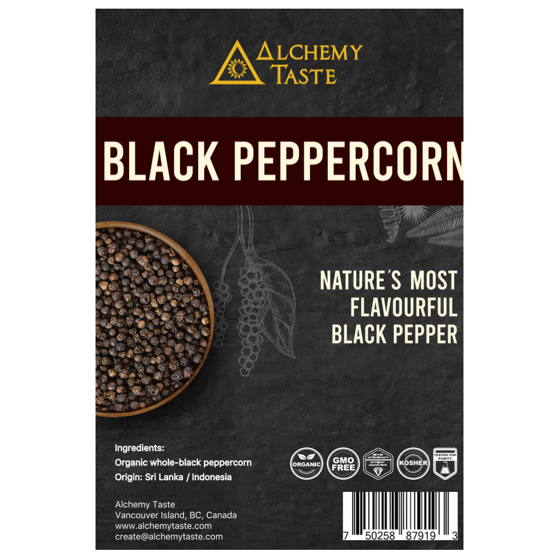 Alchemy Taste Organic Black Gold Peppercorn (1lb)
