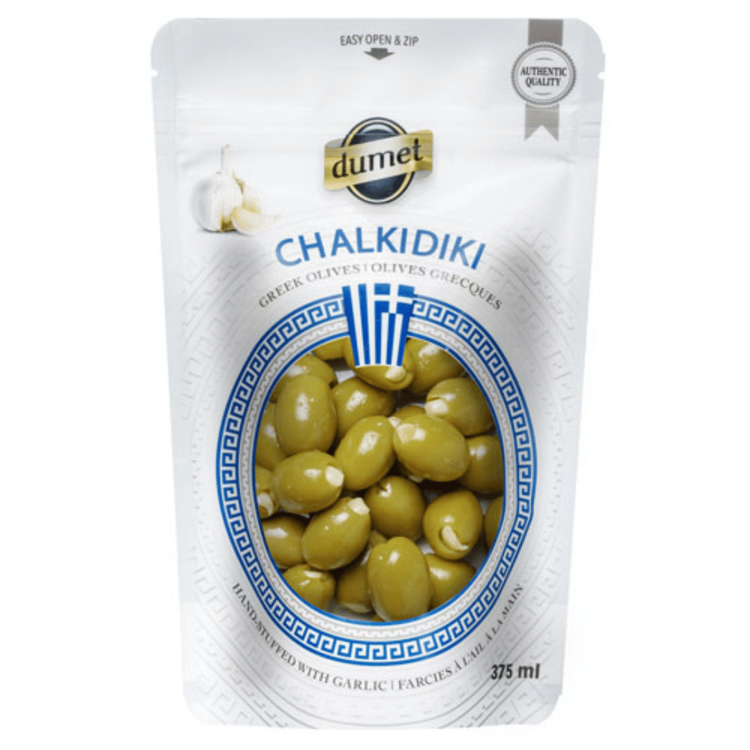 Dumet Chalkadiki Greek Olives with Garlic (375ml) - Lifestyle Markets