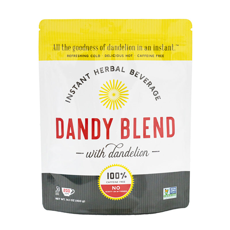Dandy Blend instant herbal beverage package on a white background