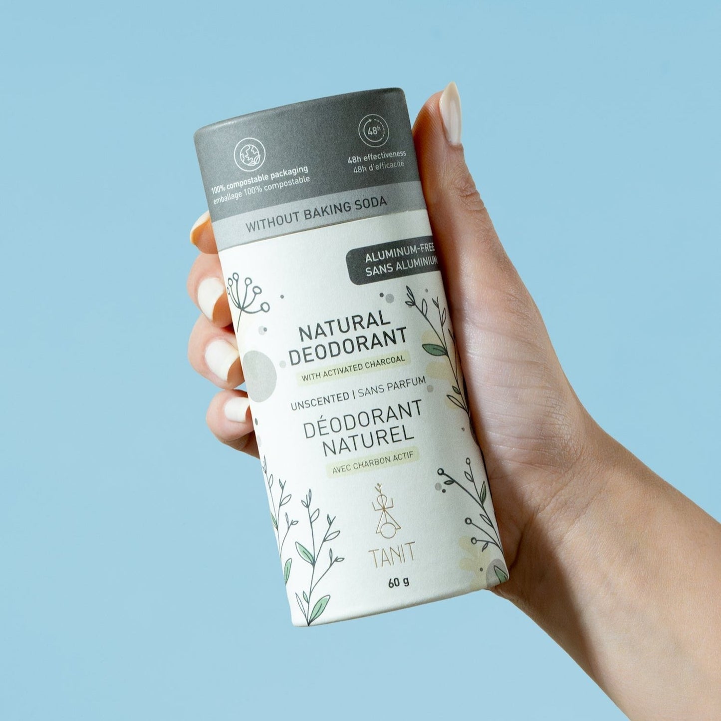 Tanit Natural Solid Deodorant Unscented with Charcoal (60g) - Lifestyle Markets