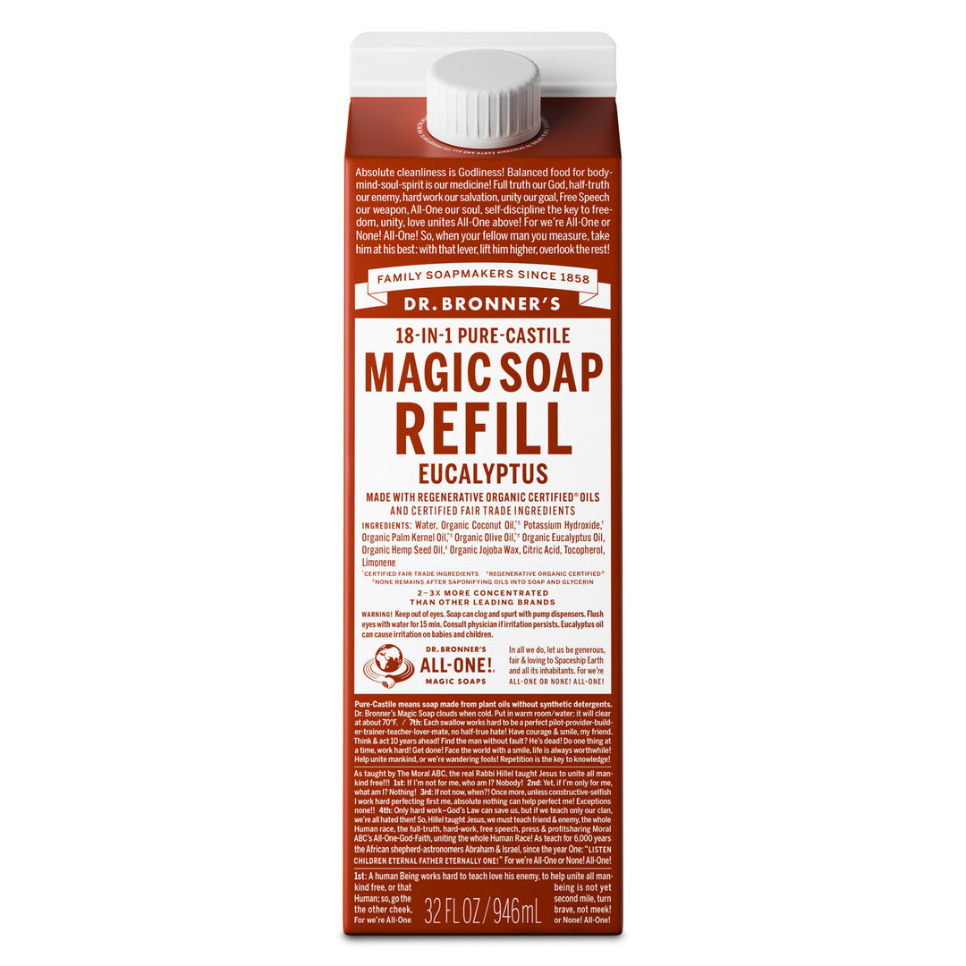 Dr. Bronner's Castile Liquid Soap - Eucalyptus Refill (946ml)