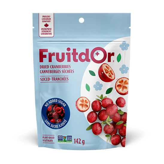 Fruitdor dried cranberries package on a white background