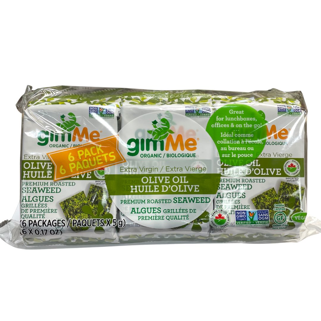 Gimme Organic Roasted Seaweed Snacks - Olive Oil (6 Packets)
