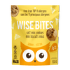 Packaging of Wise Bites lemon soft mini cookies on a dark background