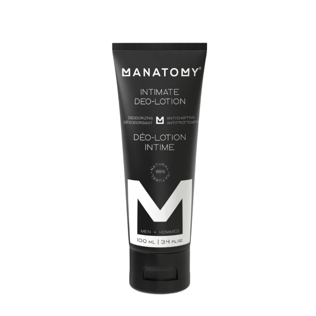 Manatomy intimate deo-lotion tube on a gray background