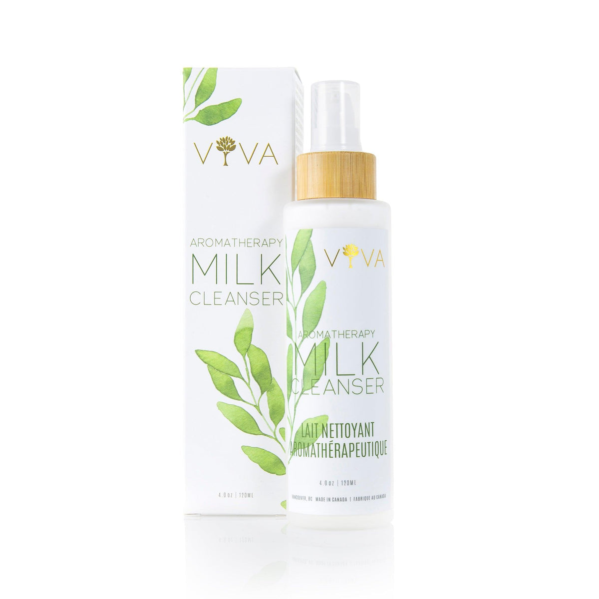 VIVA Aromatherapy Milk Cleanser bottle and packaging on a white background