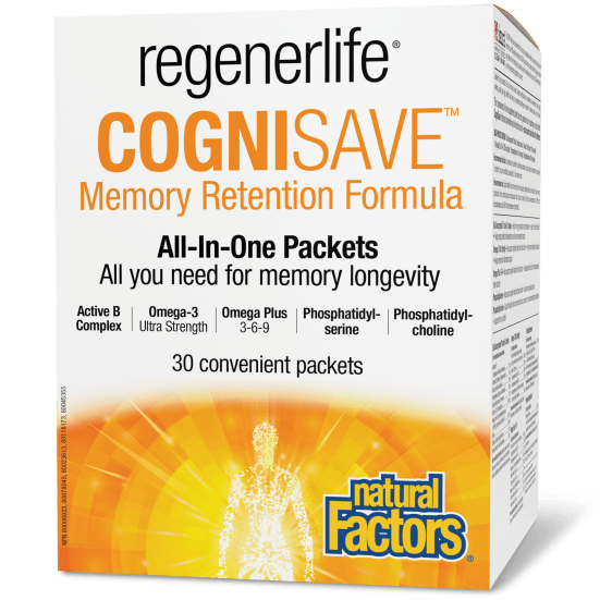 Box of regenerlife Cognisave Memory Retention Formula on a white background