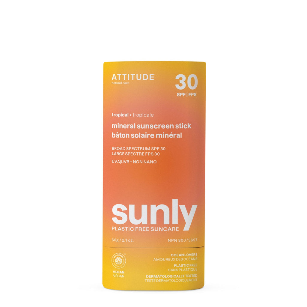 Sunly sunscreen stick packaging with gradient design on a white background