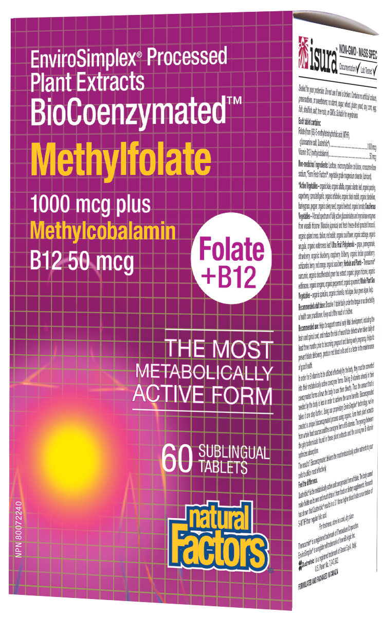 Natural Factors Methylfolate 1000 mcg Plus Methyl B12 50 mcg (60 Tablets) - Lifestyle Markets