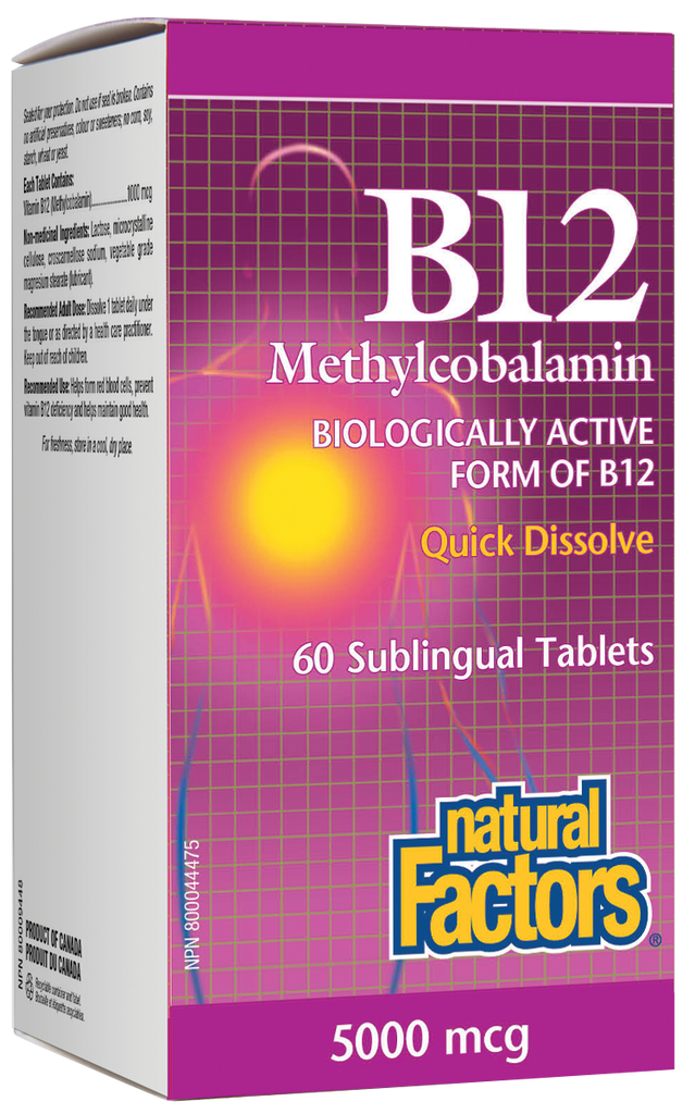 Natural Factors B-12 Methylcobalamin (5000Mcg) (60 Sublingual Tablets) - Lifestyle Markets