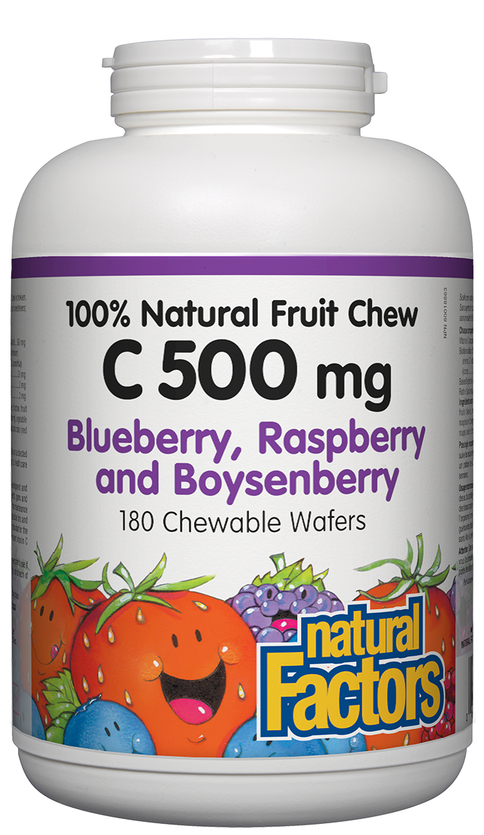 Natural Factors Vitamin C Chewables Blueb/Rasp/Boysenberry (180 Tabs) - Lifestyle Markets