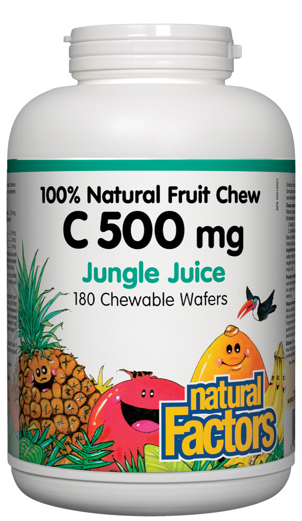 Natural Factors Natural Fruit Chew C (500mg) Jungle Juice (180 Chewables) - Lifestyle Markets