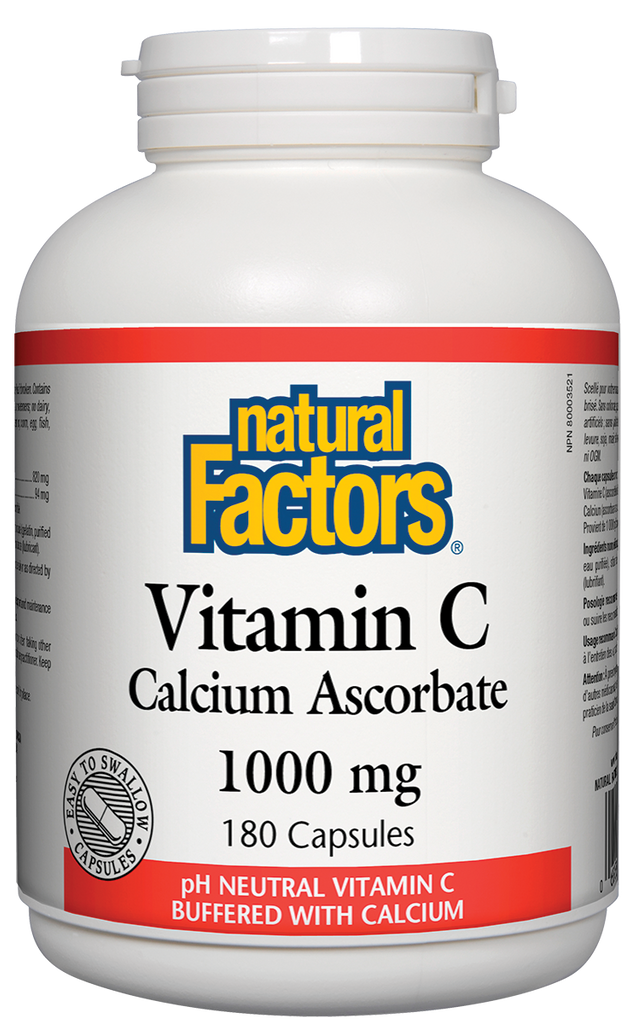 Natural Factors Vitamin C Calcium Ascorbate (1000mg) (180 Capsules) - Lifestyle Markets