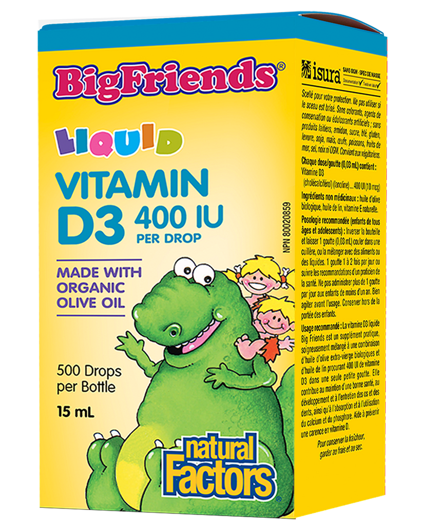 Natural Factors Big Friends Liquid Vitamin D3 400IU (15ml) - Lifestyle Markets