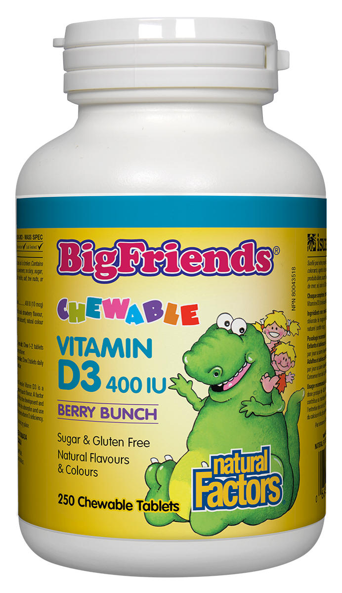 Natural Factors Big Friends Chewable Vitamin D3 400IU - Berry Bunch (250 Tablets) - Lifestyle Markets
