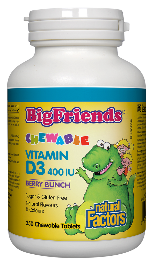 Natural Factors Big Friends Chewable Vitamin D3 400IU - Berry Bunch (250 Tablets) - Lifestyle Markets