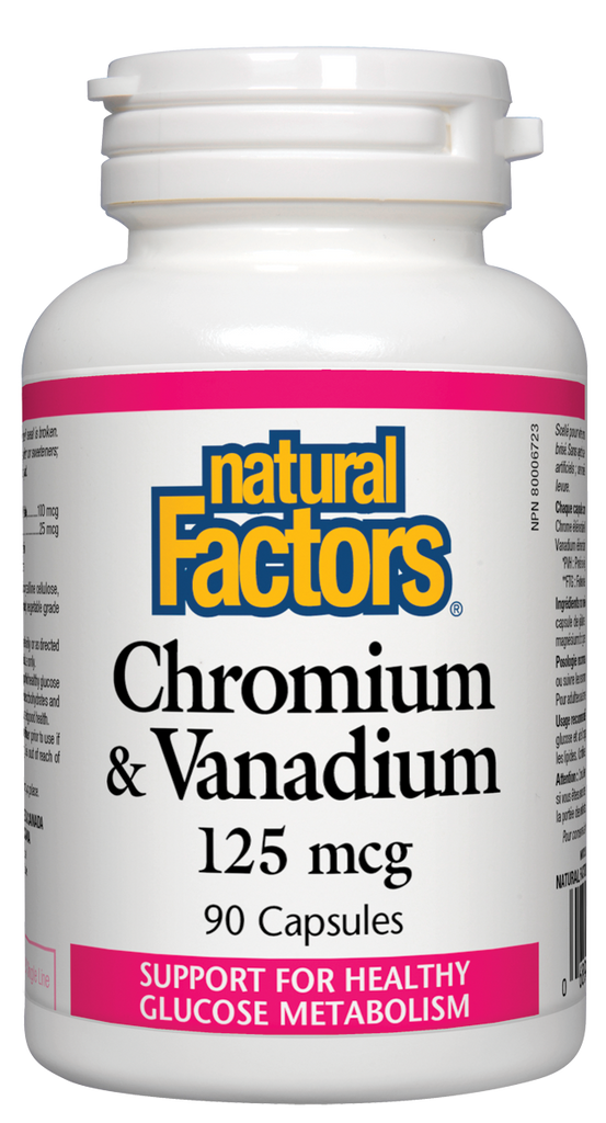 Natural Factors Chromium & Vanadium (125mcg) (90 Capsules) - Lifestyle Markets