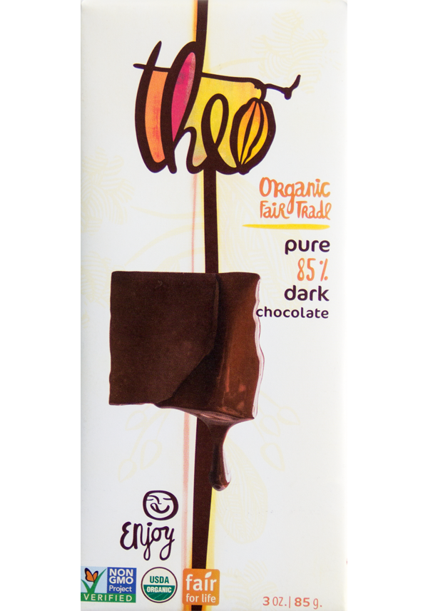 Theo Organic Fair Trade Pure 85% Dark Chocolate Bar (85g) - Lifestyle Markets