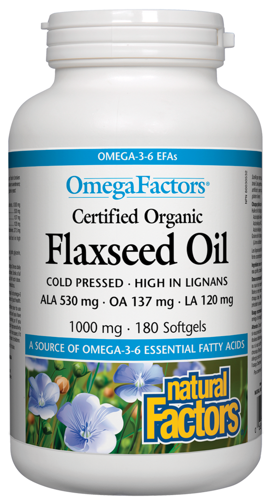 Natural Factors Flaxseed Oil (180 SoftGels) - Lifestyle Markets