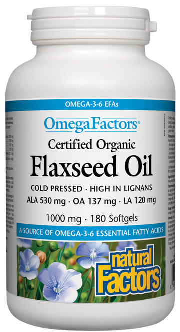 Natural Factors Flaxseed Oil (180 SoftGels) - Lifestyle Markets