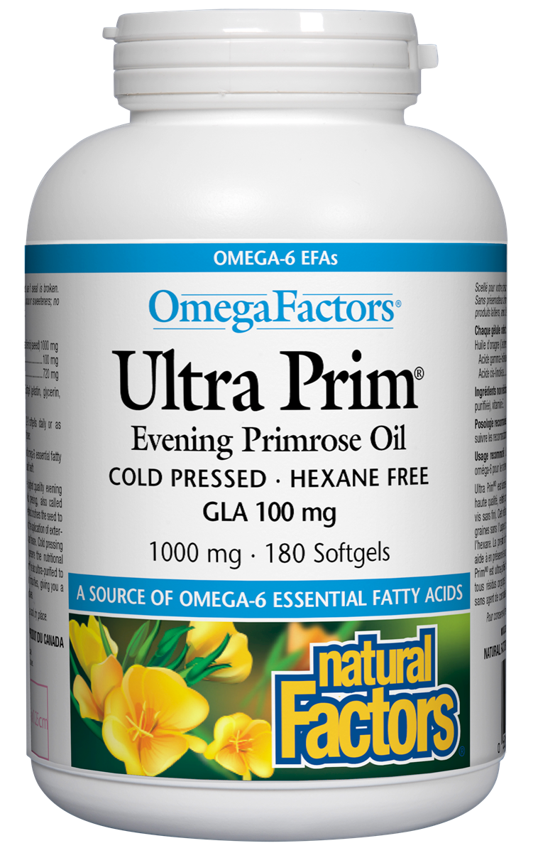 Natural Factors Ultra Prim Evening Primrose (1000mg) (180 Softgels) - Lifestyle Markets