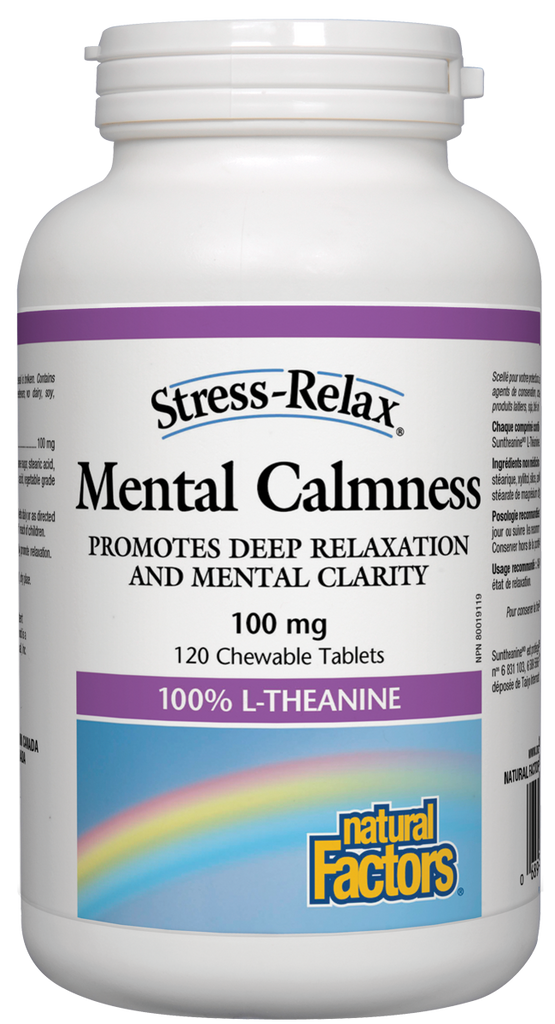 Natural Factors Mental Calmness (L-Theanine 100mg) (120 Chewables) - Lifestyle Markets