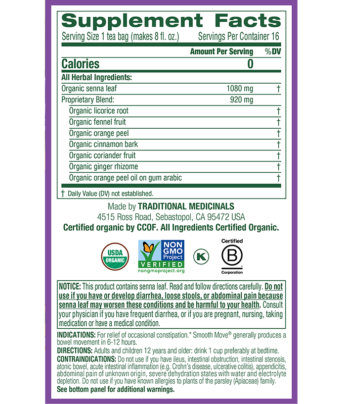 Traditional Medicinals Smooth Move Original Tea (16 Bags) - Lifestyle Markets