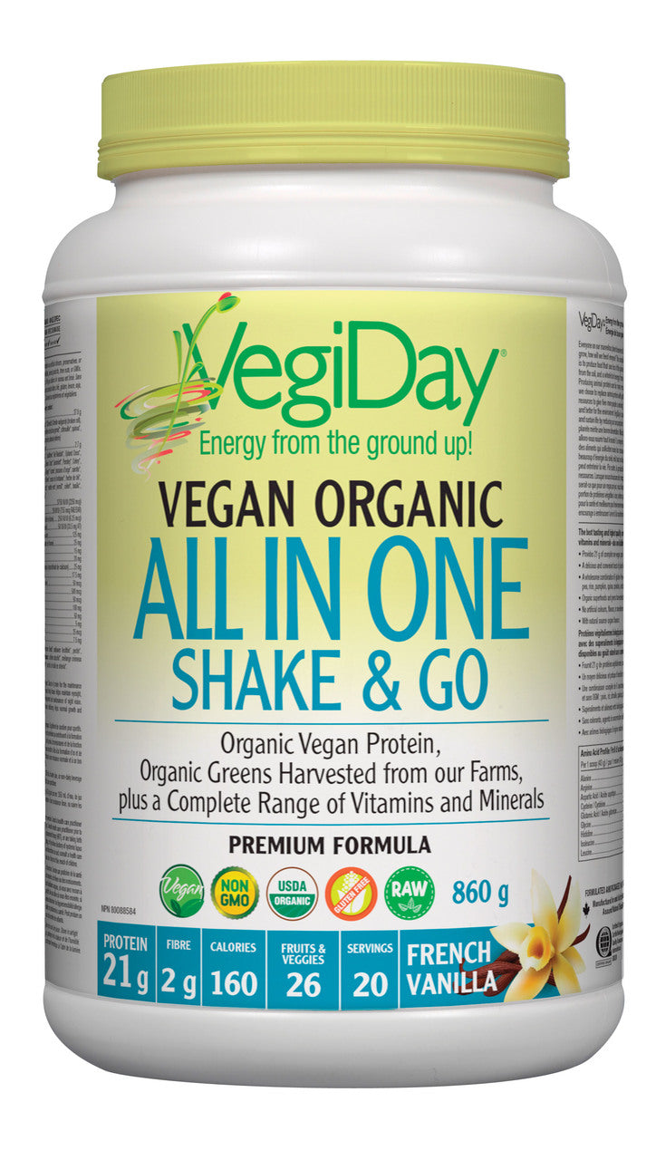 VegiDay Vegan Org All In One Shake & Go French Vanilla (860g) - Lifestyle Markets