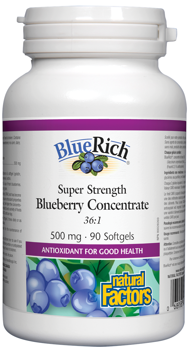 Natural Factors BlueRich Blueberry Concentrate (90 SoftGels) - Lifestyle Markets