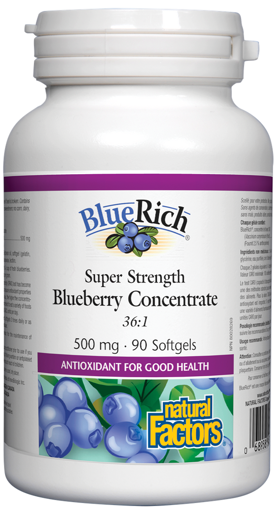 Natural Factors BlueRich Blueberry Concentrate (90 SoftGels) - Lifestyle Markets