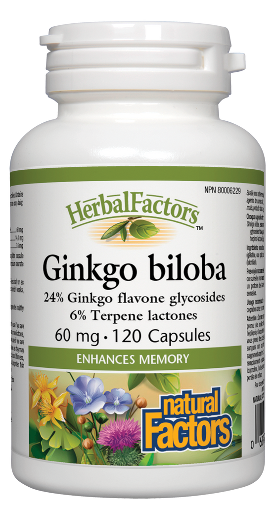 Natural Factors Ginkgo Biloba (60mg) (120 Capsules) - Lifestyle Markets