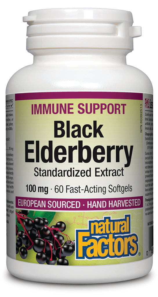 Natural Factors Black Elderberry (60 sgels) - Lifestyle Markets